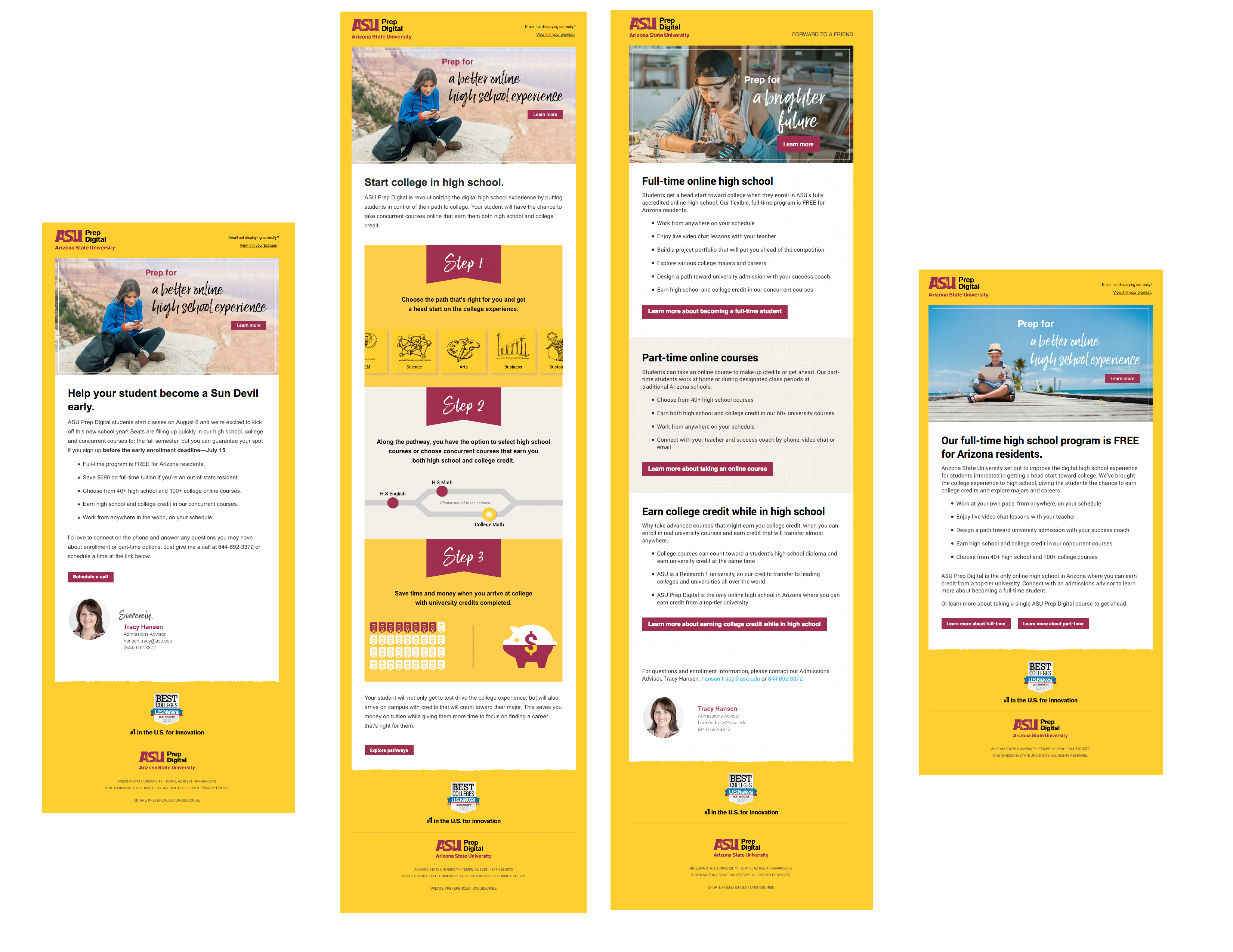 Email development for emails sent by an advisor.