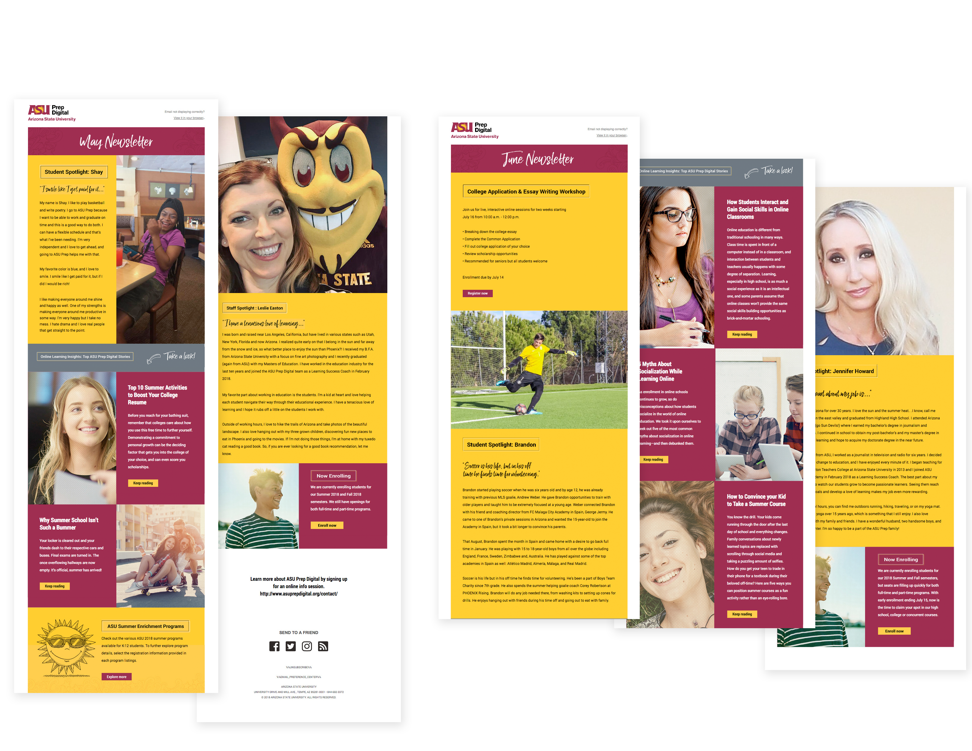 HTML email banner development for an online high school and college prep. Newsletter with student spotlight.