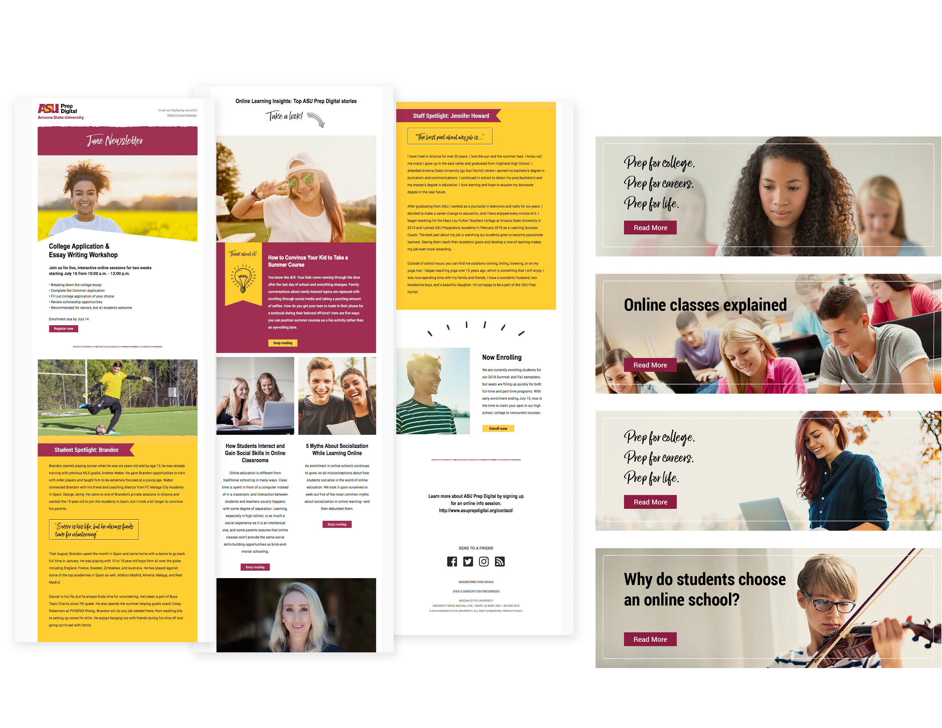 HTML email banner development and design update for an online high school and college prep.