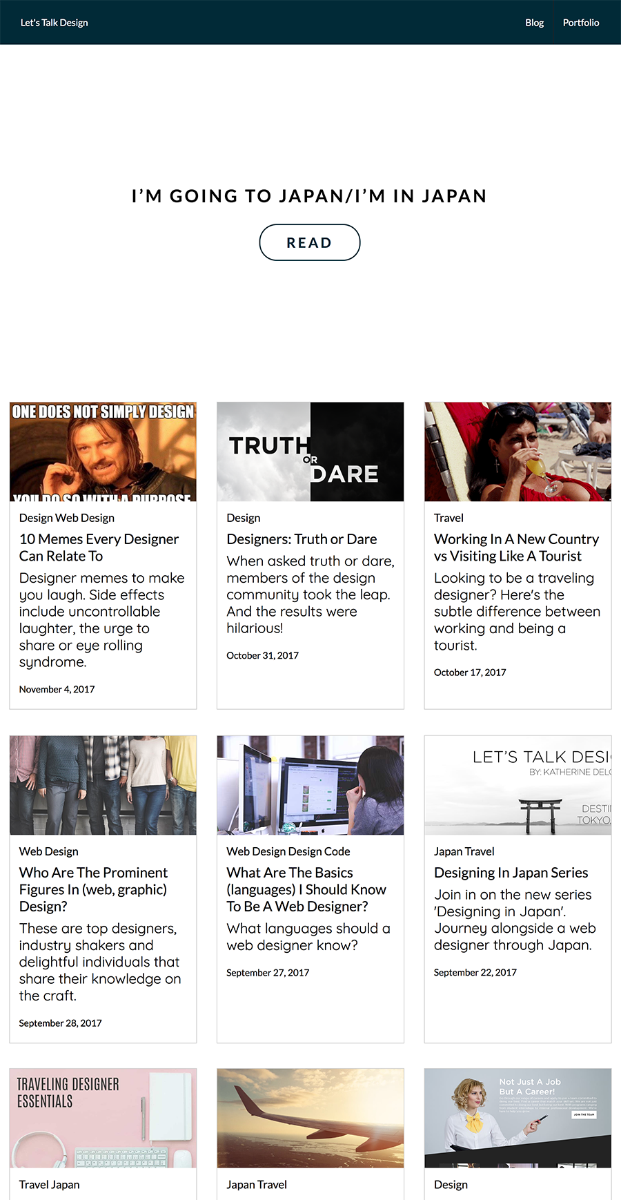 Home page of the blog by Katherine Delorme