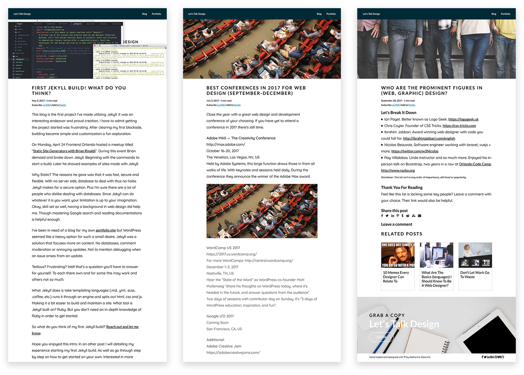 Full page view of blog by Katherine Delorme