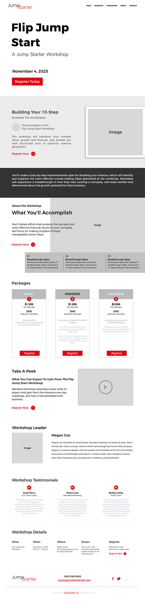 First design for workshop landing page. By Katherine Delorme.