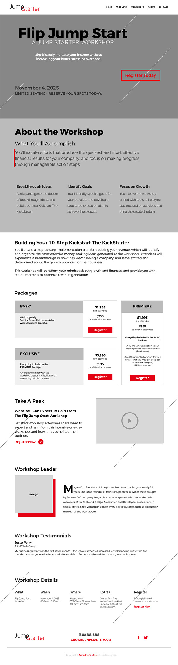 Fifth design for workshop landing page. By Katherine Delorme.