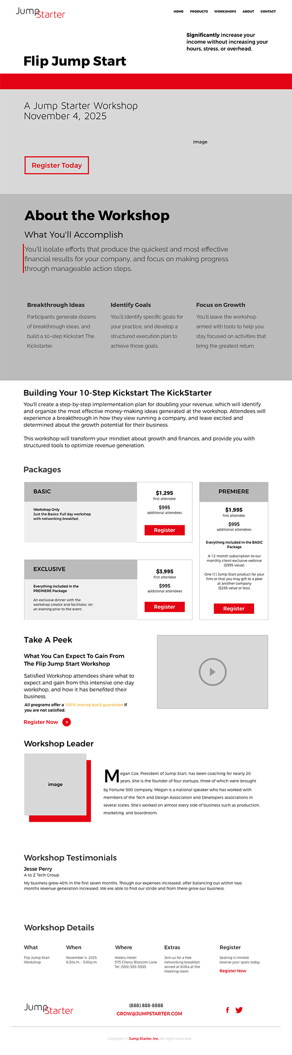 Seventh design for workshop landing page. By Katherine Delorme.